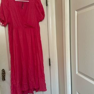 Torrid pink faux wrap midi dress